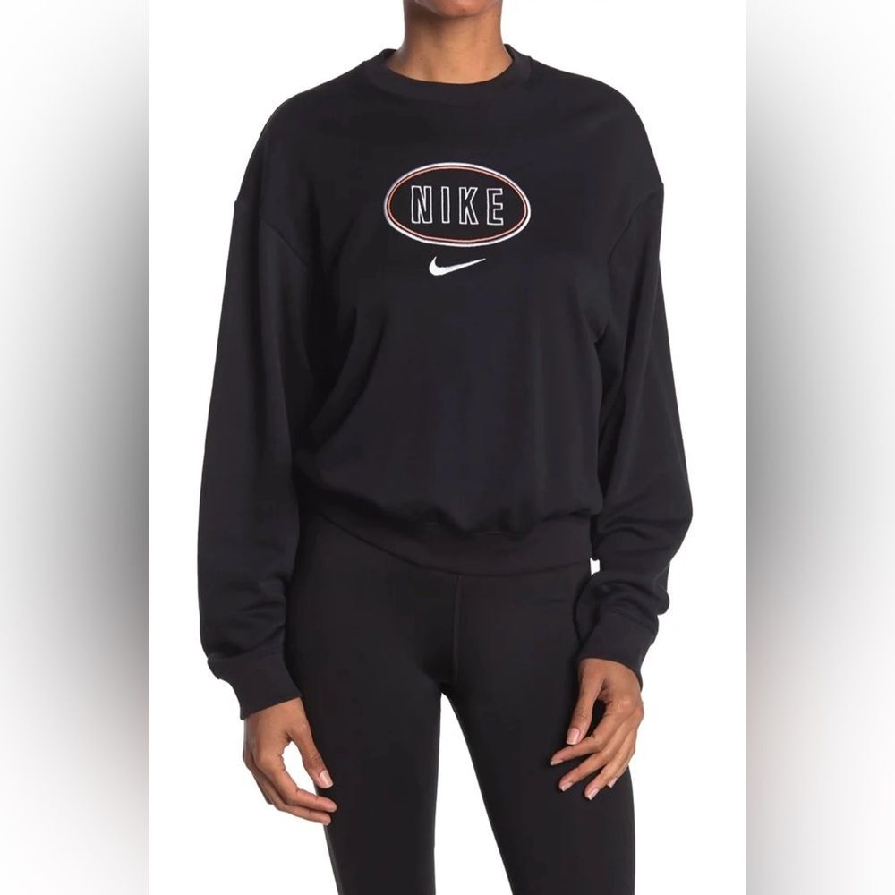 Nike Black Cropped Women’s Crewneck Embroidered Sweatshirt Size XL